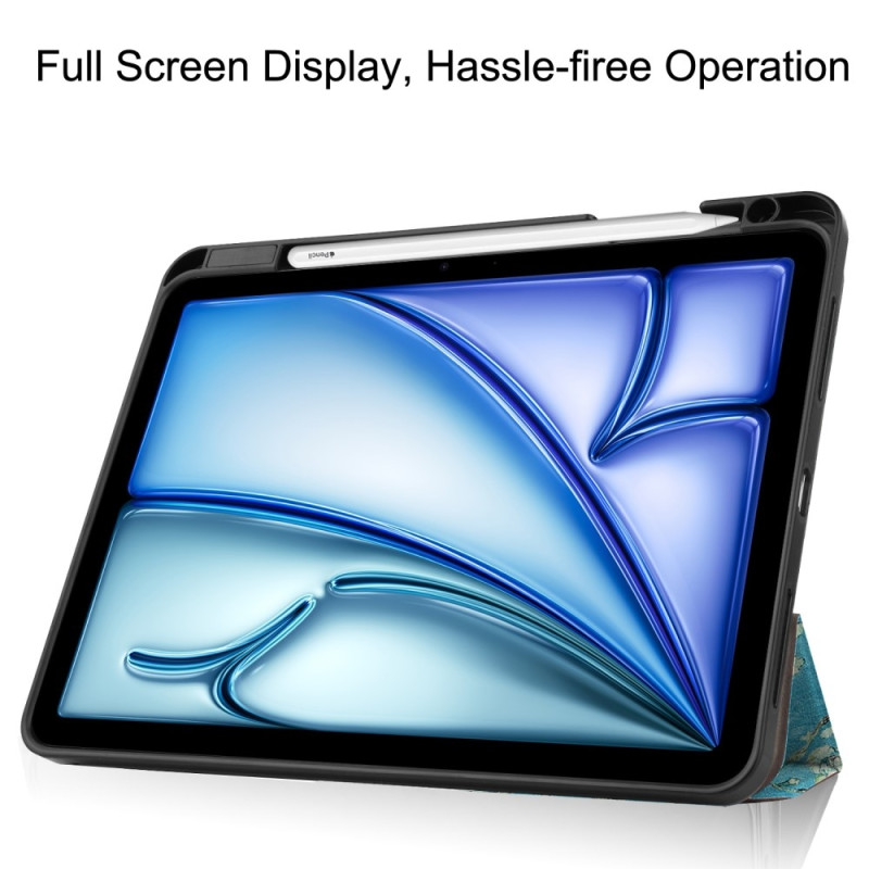 Til iPad Air 11 (2024) Etui Tre - fold Stativ Tablet Cover med Pen Holder - Blossom