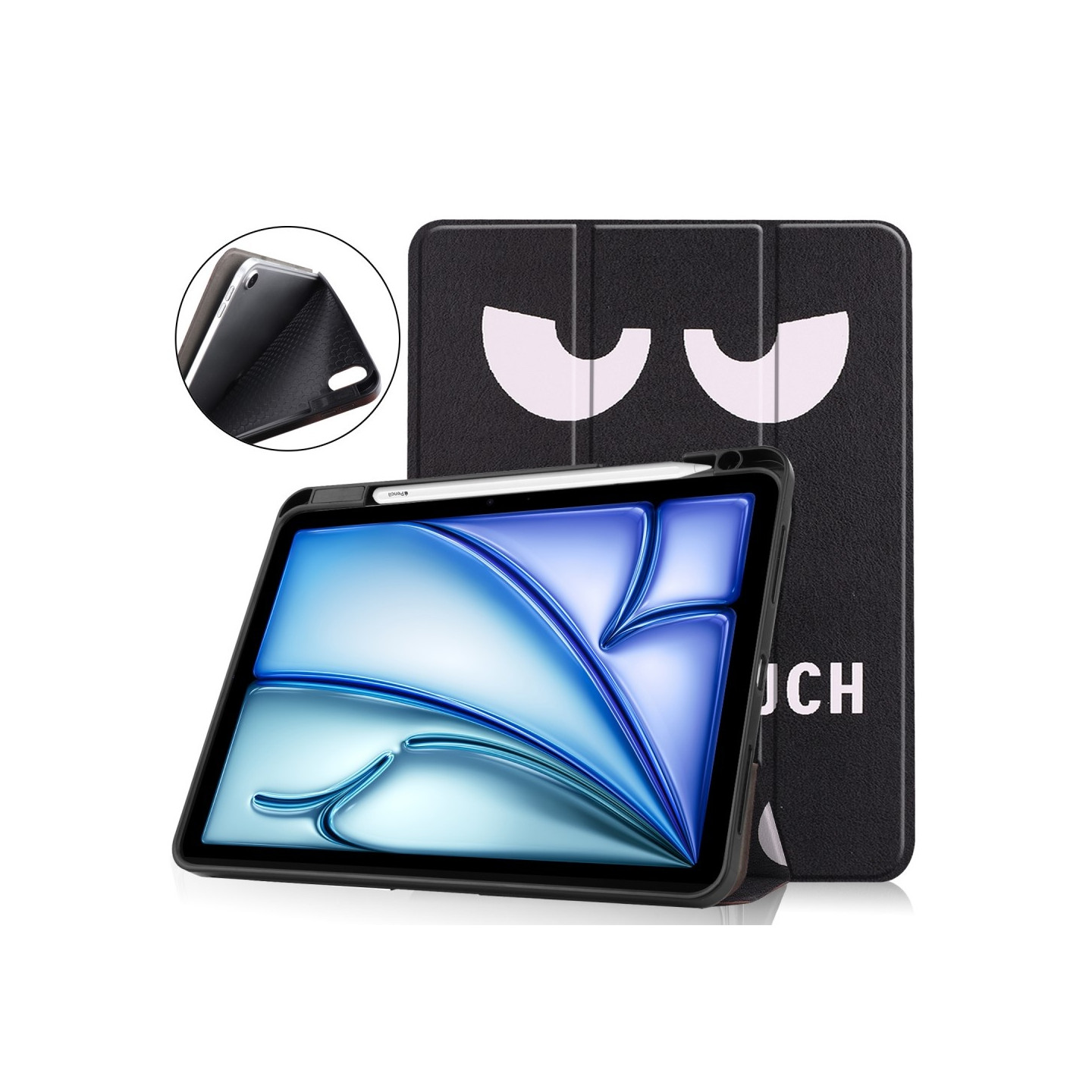 Til iPad Air 11 (2024) Etui Tre - fold Stativ Tablet Cover med Pen Holder - Don't Touch