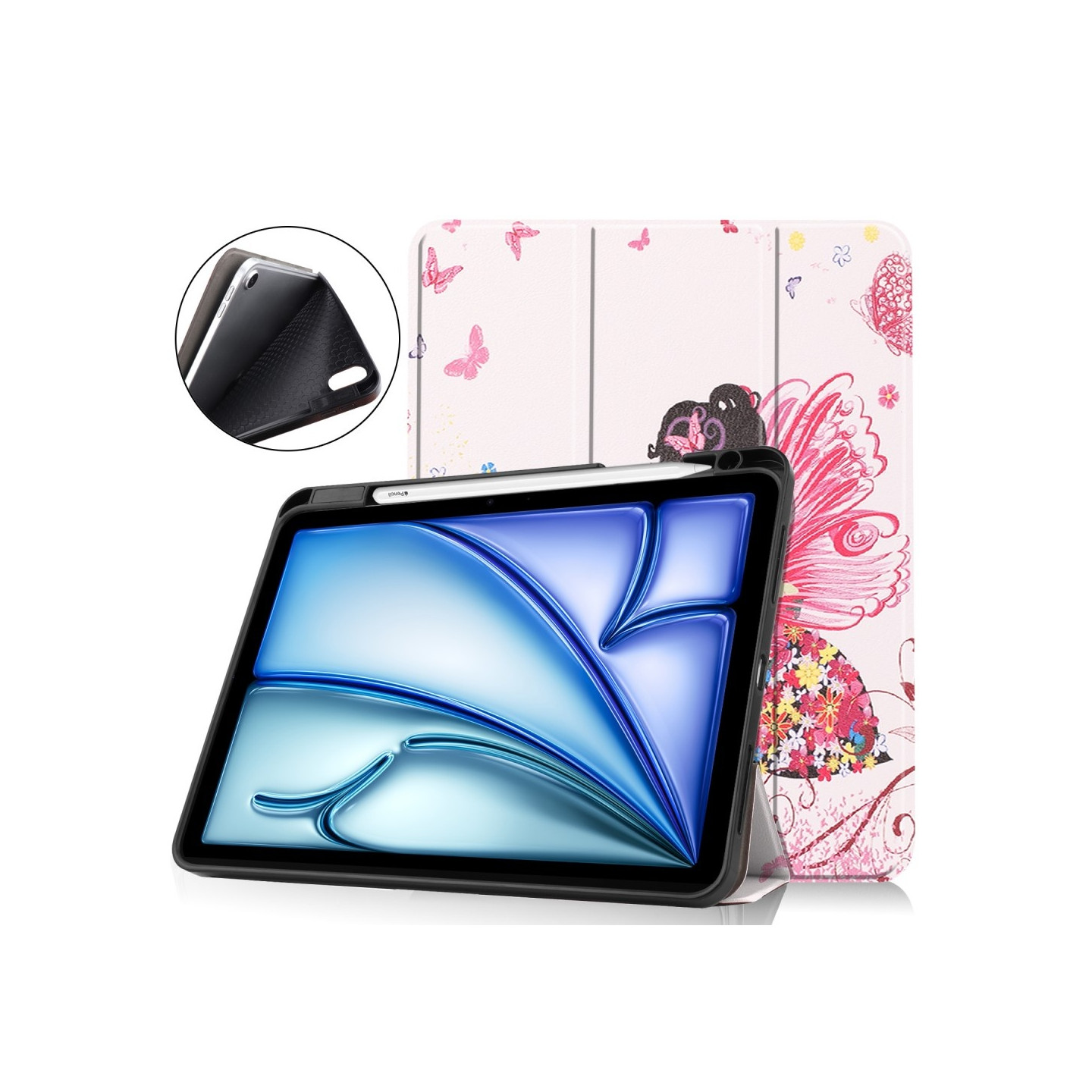 Til iPad Air 11 (2024) Slim Fit Trifoldbar Blyantveske - Jente