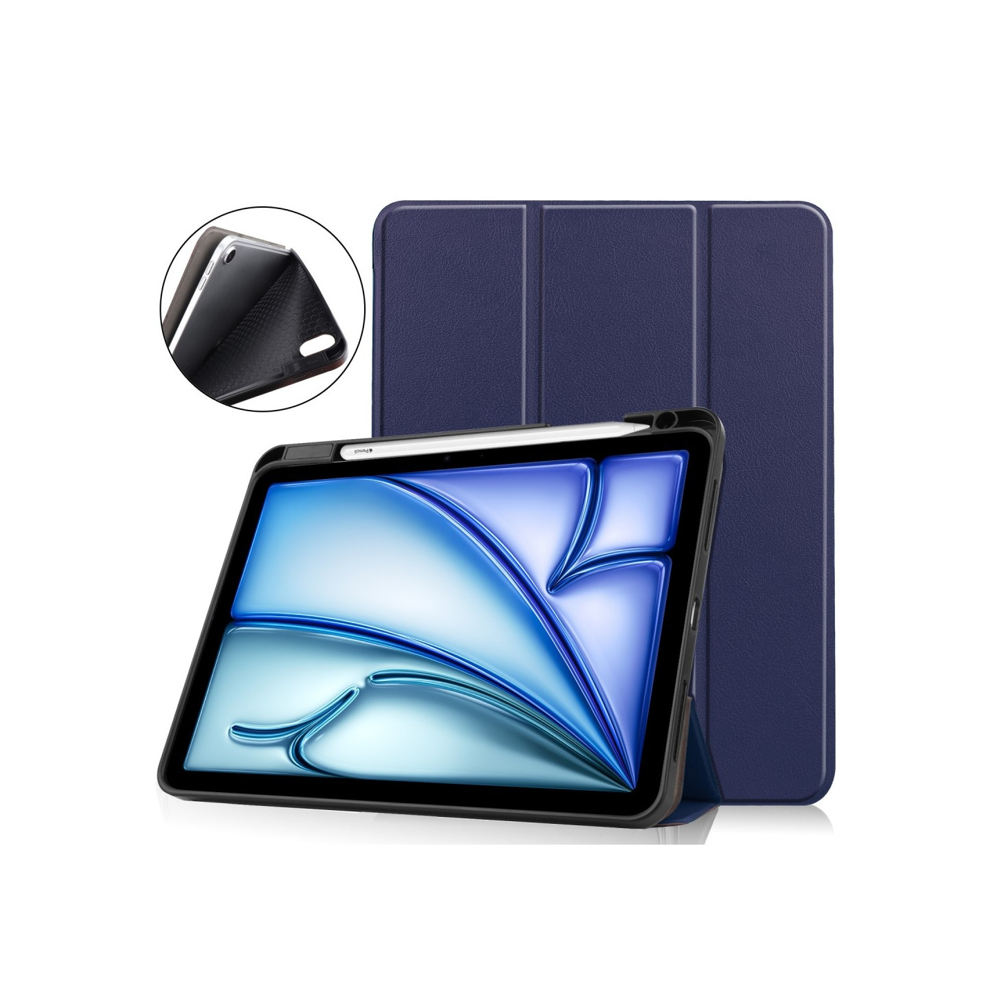 Til iPad Air 11 (2024) Slim Fit Tri - Foldbart Pennebrett - Mørkeblå
