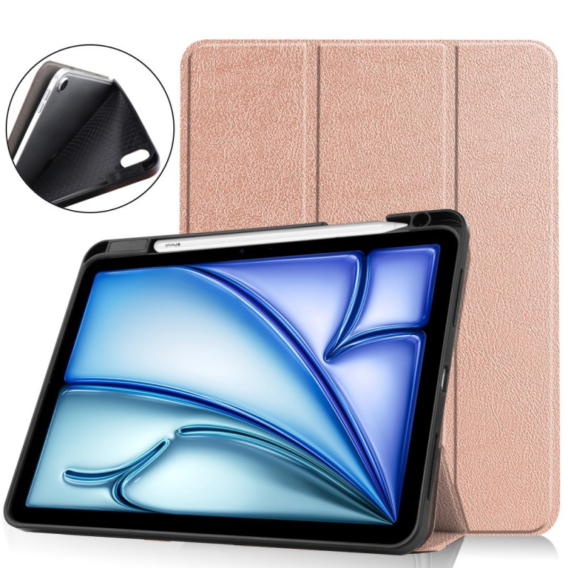 Til iPad Air 11 (2024) Slim Fit Trifoldbart deksel Pennerom - RoseGold