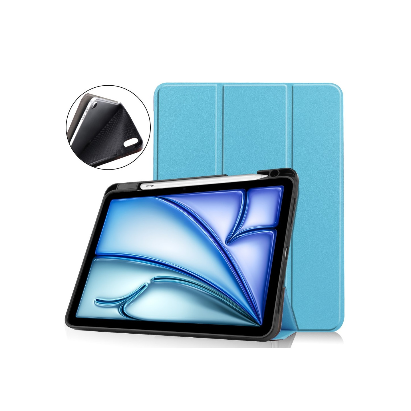 For iPad Air 11 (2024) Case Tri - fold Stand Tablet Cover with Pen Slot