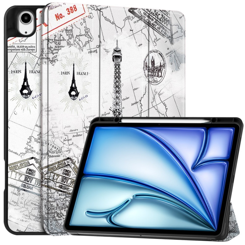 Til iPad Air 13 (2024) Etui Tre - fold Stativ Tablet Cover med Pen Holder - Tower