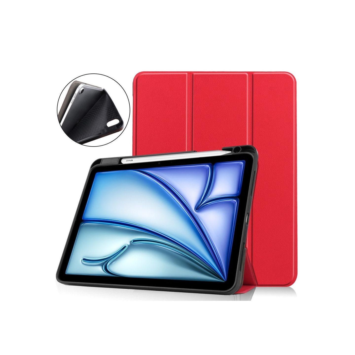 Til iPad Air 11 (2024) Etui Tre - fold Stativ Tablet Cover med Pen Holder