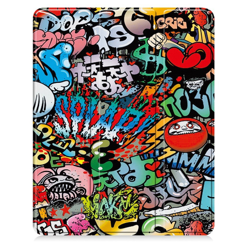Til iPad Air 13 (2024) Slim Fit Trifoldbart deksel Pennebrett - Graffiti