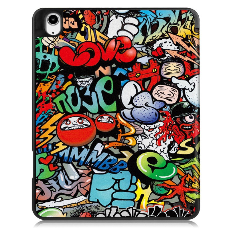 Til iPad Air 13 (2024) Slim Fit Trifoldbart deksel Pennebrett - Graffiti