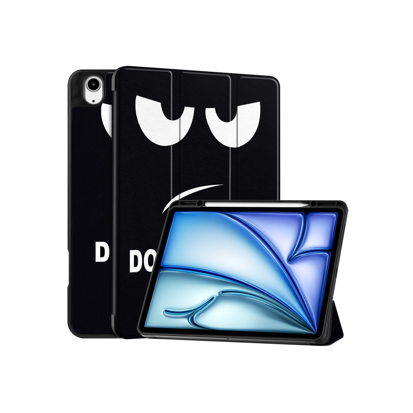 Til iPad Air 13 (2024) Etui Tre - fold Stativ Tablet Cover med Pen Holder - Don't Touch