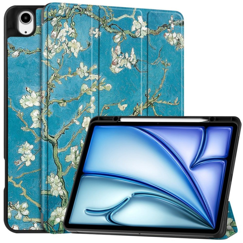 For iPad Air 13 (2024) Case Tri - fold Stand Tablet Cover with Pen Slot - Blossom