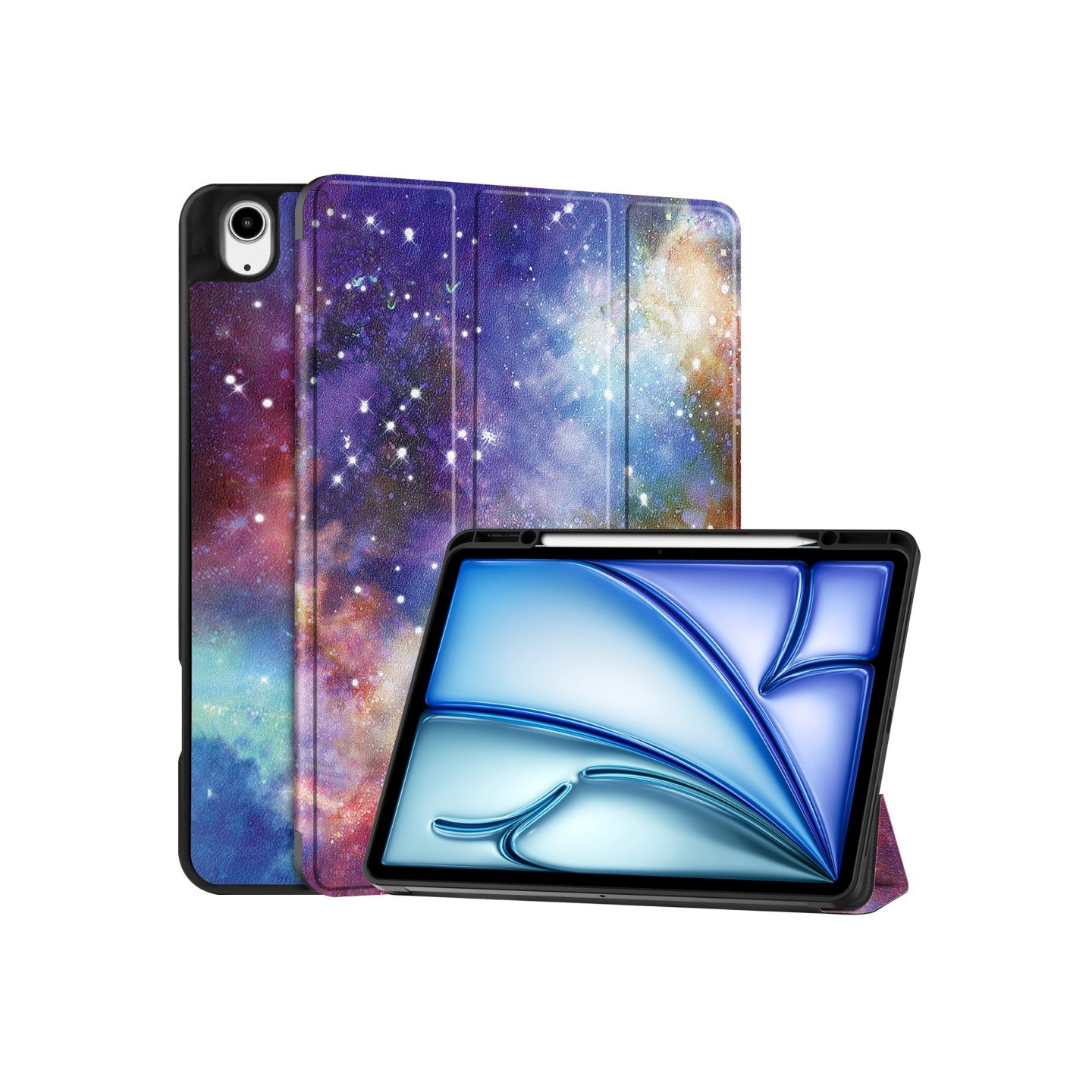 Til iPad Air 13 (2024) Slim Fit Trifoldbart deksel Pennebrett - Galaxy