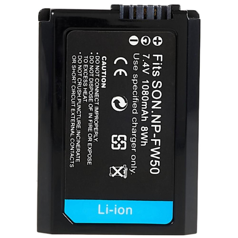 NP - FW50 batteri til Sony A6400/A6000/ZVE 10/A7M2/A6100/A6300/A7R2/A5100 osv