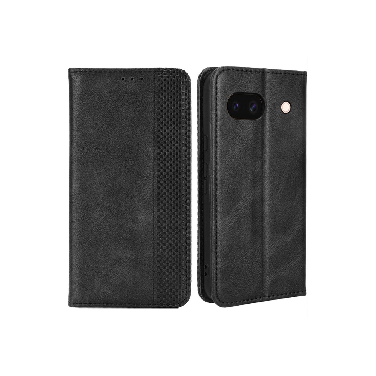Til Google Pixel 8a Stand Phone Case Fuld Protection Pung Cover - Sort