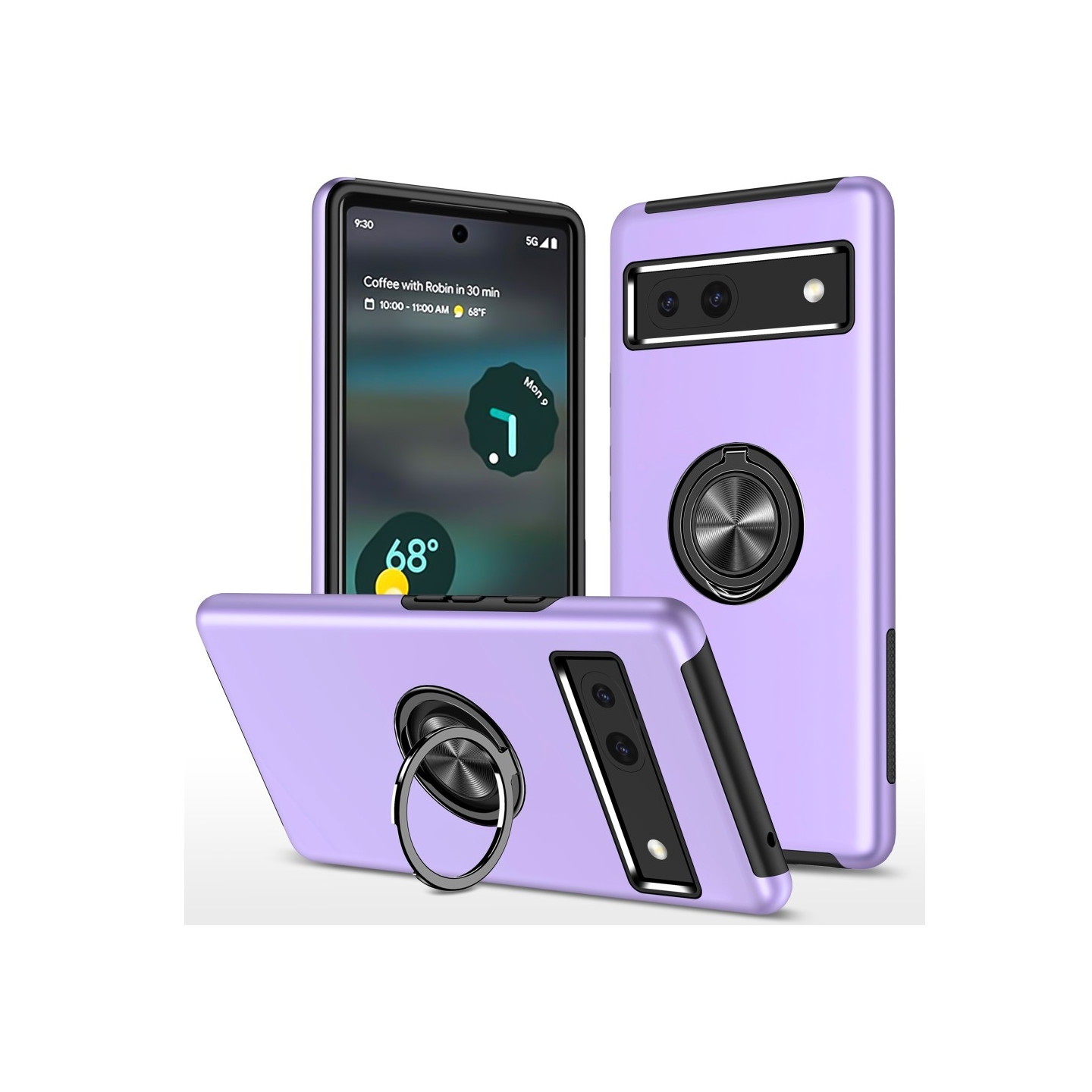 Til Pixel 8a Hybrid Deksel med Fingerring - Lilla