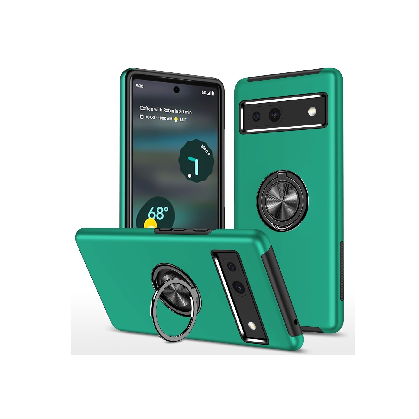 For Google Pixel 8a Finger Ring Kickstand Hybrid Case