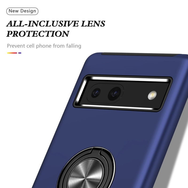 Til Google Pixel 8a Fingerring Kickstand Hybrid Taske - Blå