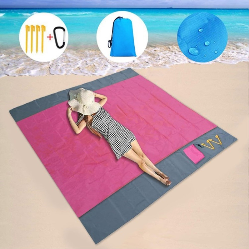 Beach Blanket 210x200cm Large Sandproof Waterproof Beach Mat Rose