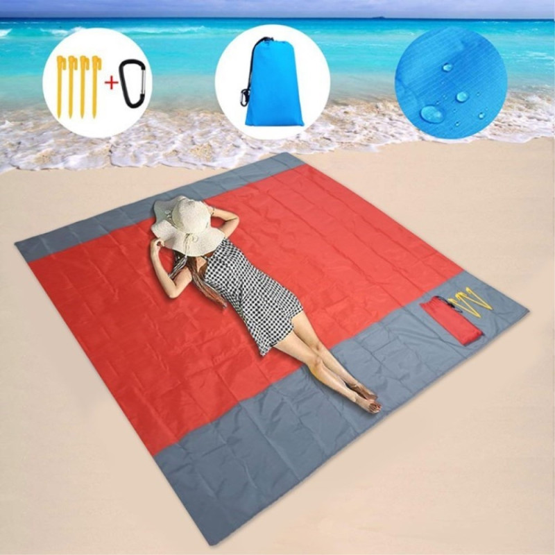 Ranta peitto 210x200cm suuri hiekkakestävä vedenpitävä rantamatto - Punainen