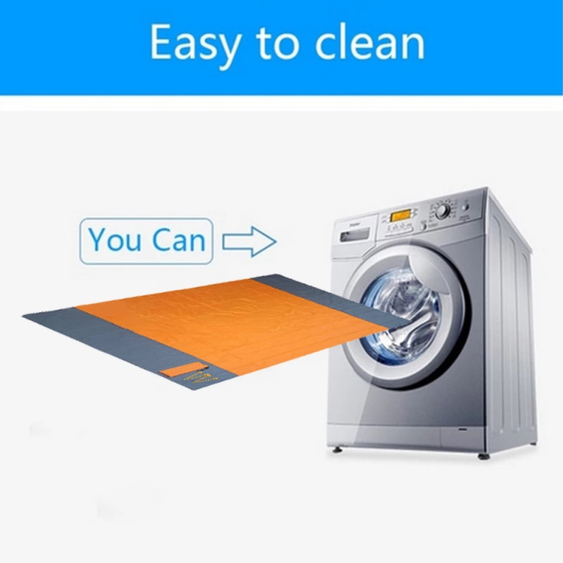 Stort strandteppe 210x200cm sandtett vanntett lett utendørs teppe oransje