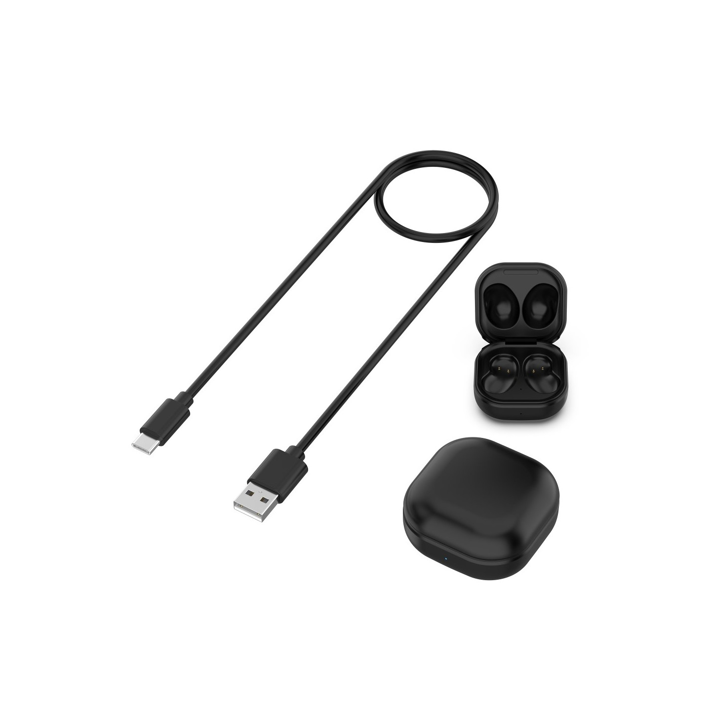 Samsung Galaxy Buds Live - kuulokkeiden latauskotelo ja latauskaapeli