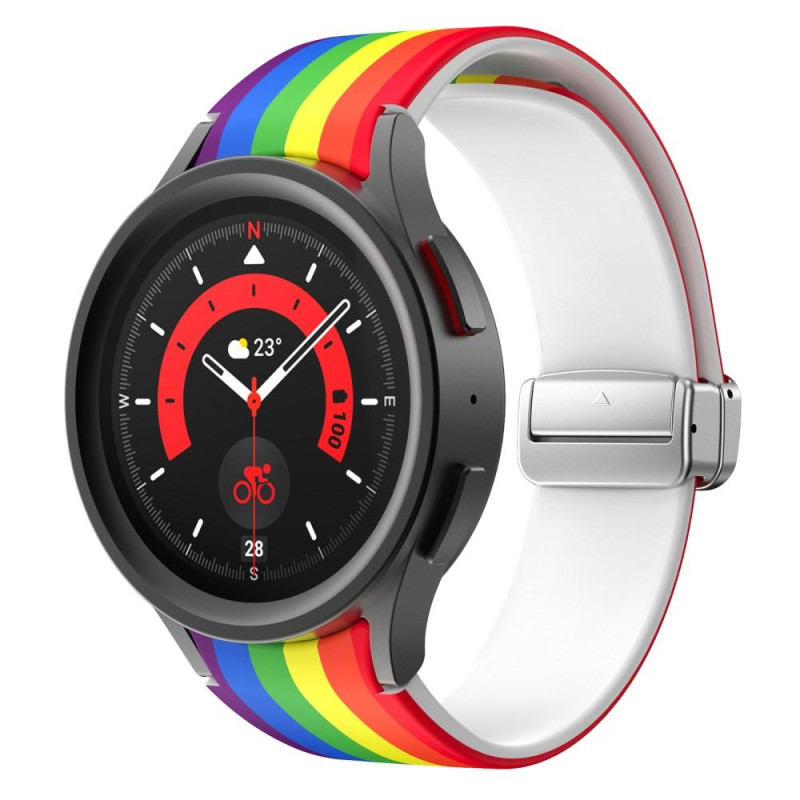 Samsung Galaxy Watch5+4 40 44mm Watch5 Pro 45mm Silicone Watch Band - Rainbow