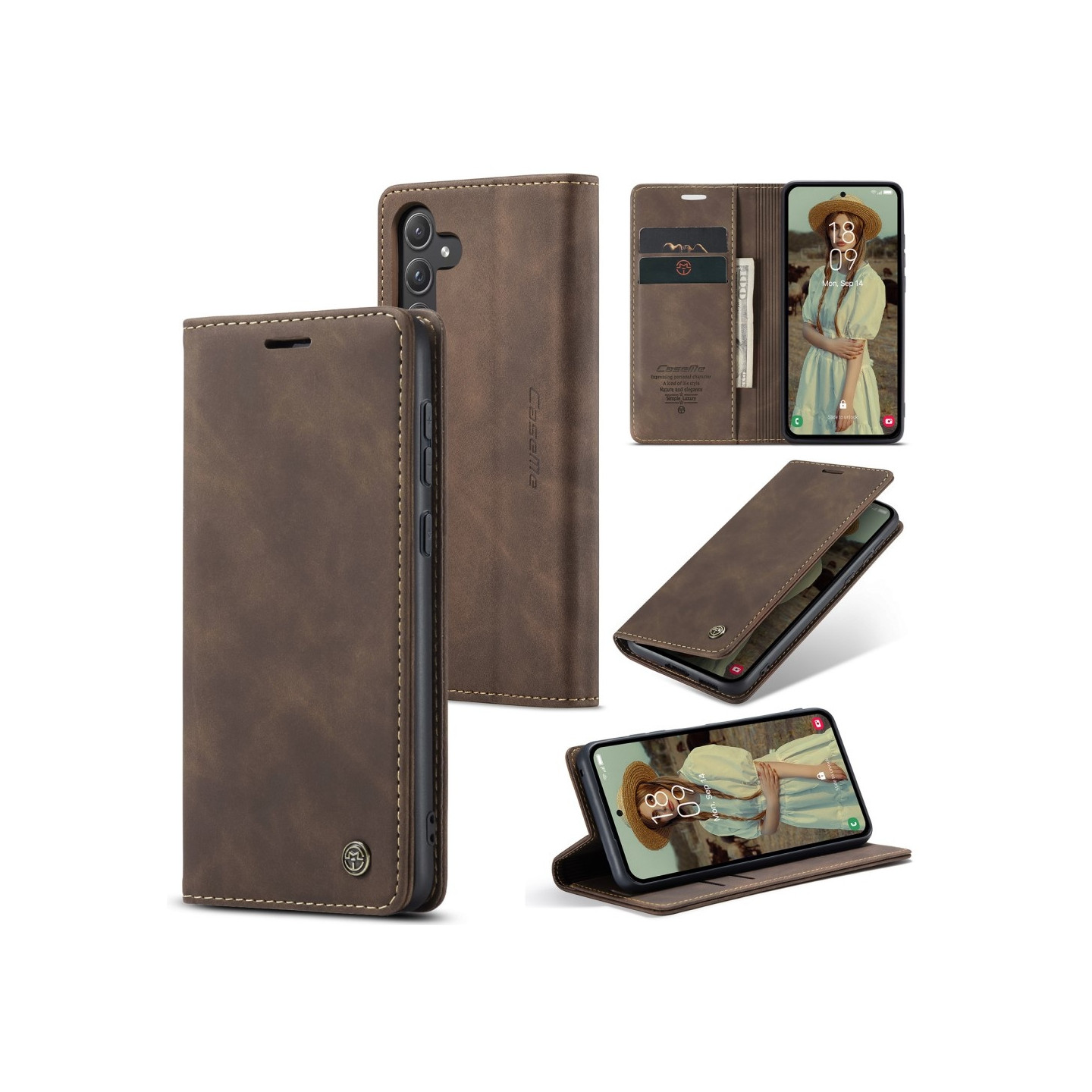 CASEME Lommebok - deksel Samsung Galaxy A55 5G - Kaffe