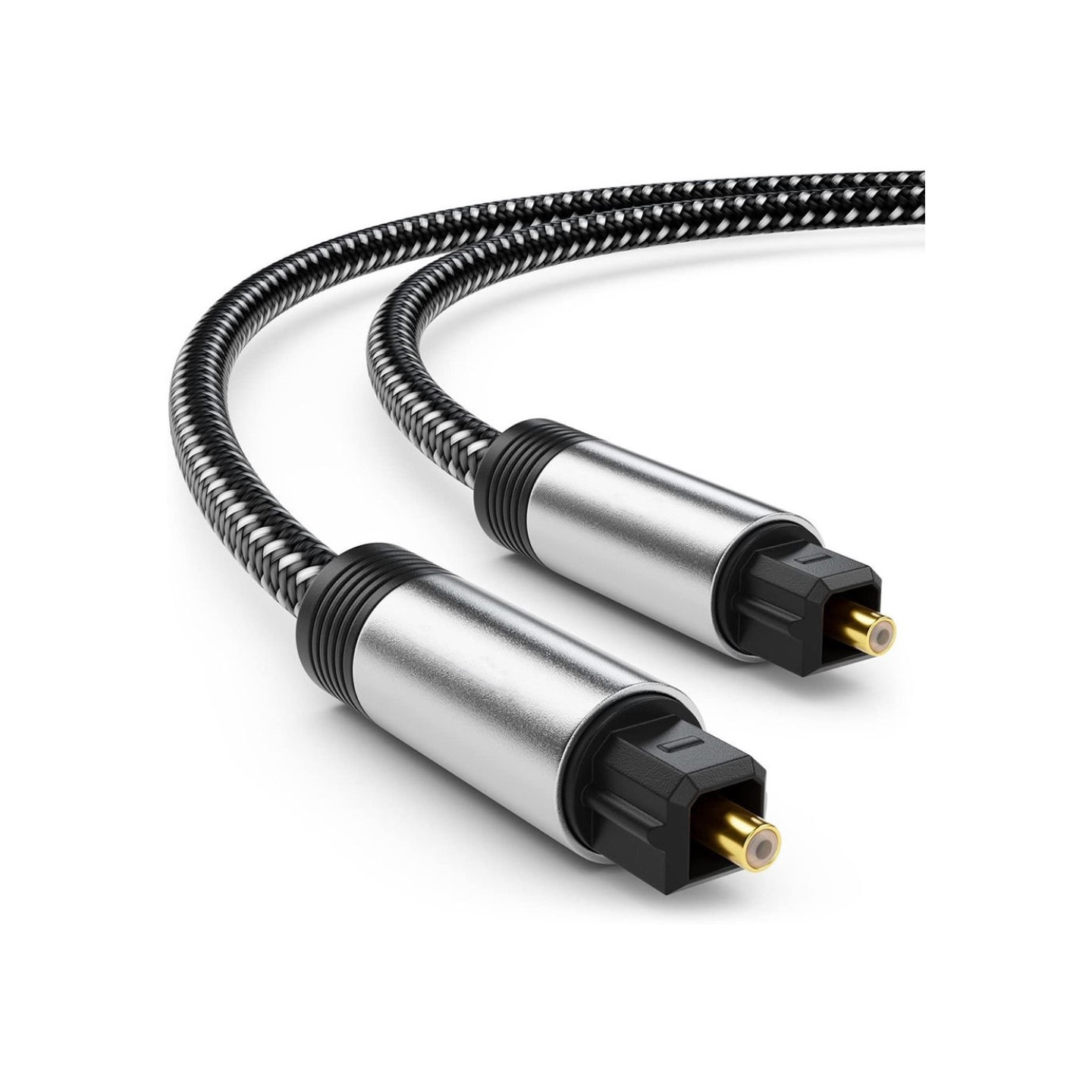 1m Optisk Kabel Nylonflettet SPDIF Guldpletteret Fiber Optisk Toslink