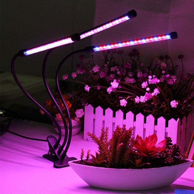 3 Head Grow Light 60 LED - pærer Plantedyrking Automatisk PÅ/AV