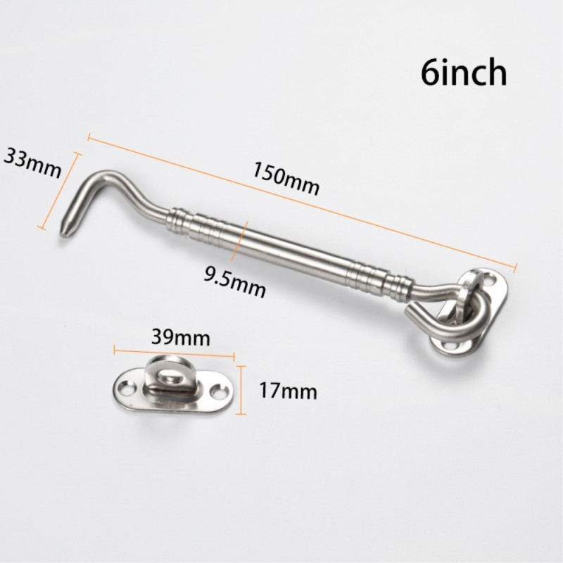 Hasp 8 tuuman ikkunalukon turvalukon ruostumattomasta teräksestä valmistettu portin salpa