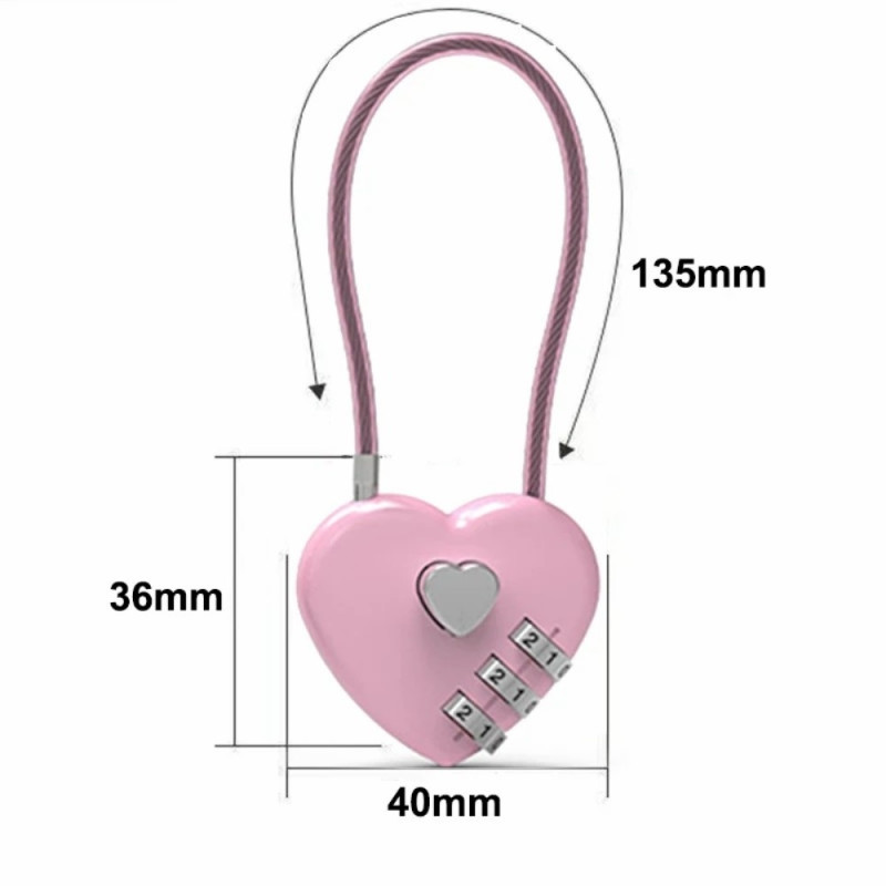 Heart 13.5 cm combination lock Padlock Storage Cabinet code