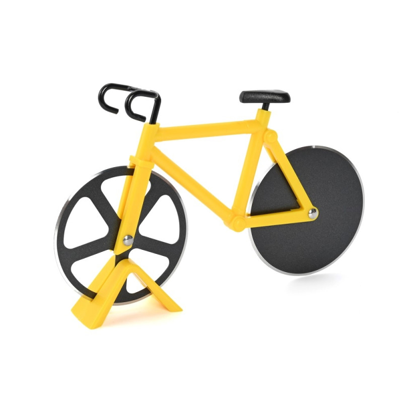 Cykel Form Design Pizza Skærer Køkkenredskab PP + Rustfrit Stål Pizza Skæreværktøj - Gul