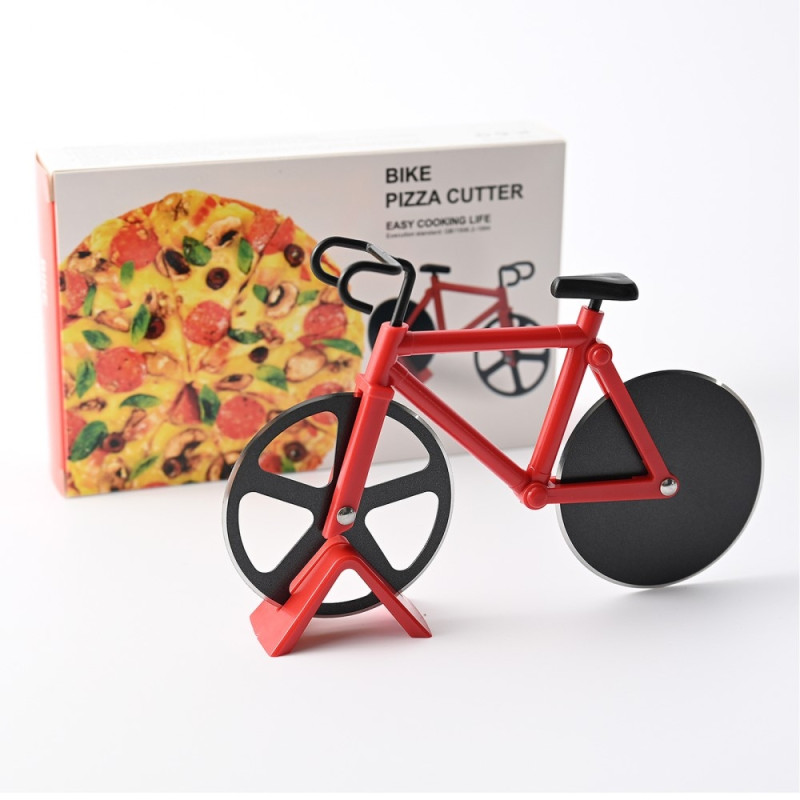 Stainless Steel Bike Shape Pizza Cutter Kitchen Tool - blue
