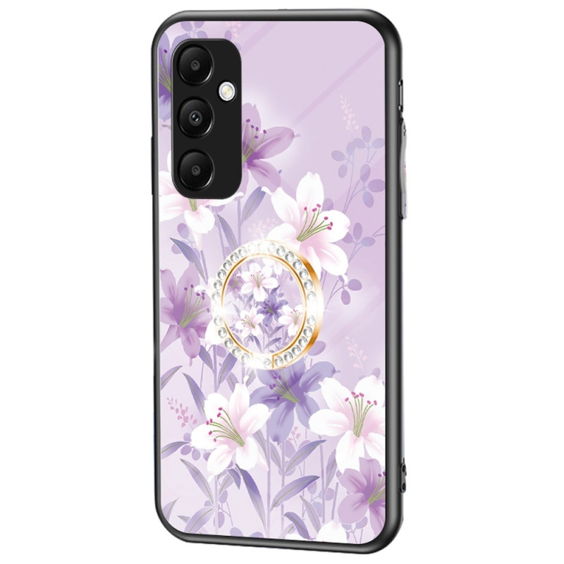 Til Samsung Galaxy A35 Herdet Glassdeksel Ring Kickstand Telefonveske - Magnolia