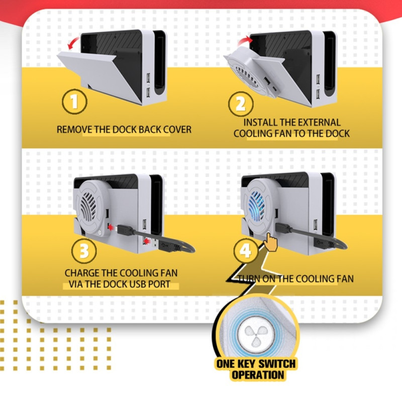 Compatible with Nintendo Switch OLED Dock Cooling Fan Back Cover Cooler