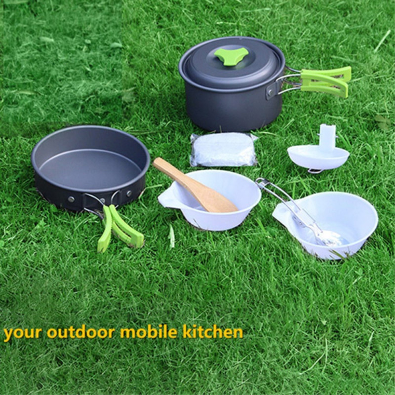 Camping Kitchen utensils set pan with utensils