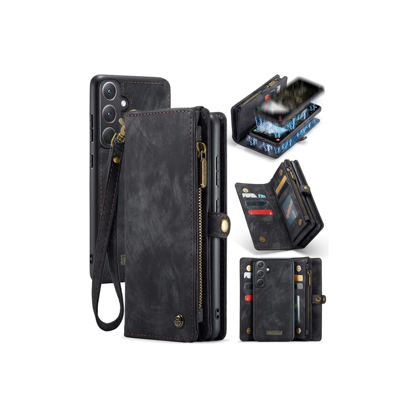 CASEME til Samsung Galaxy A35 5G 2 - i - 1 tegnebog taske - Sort