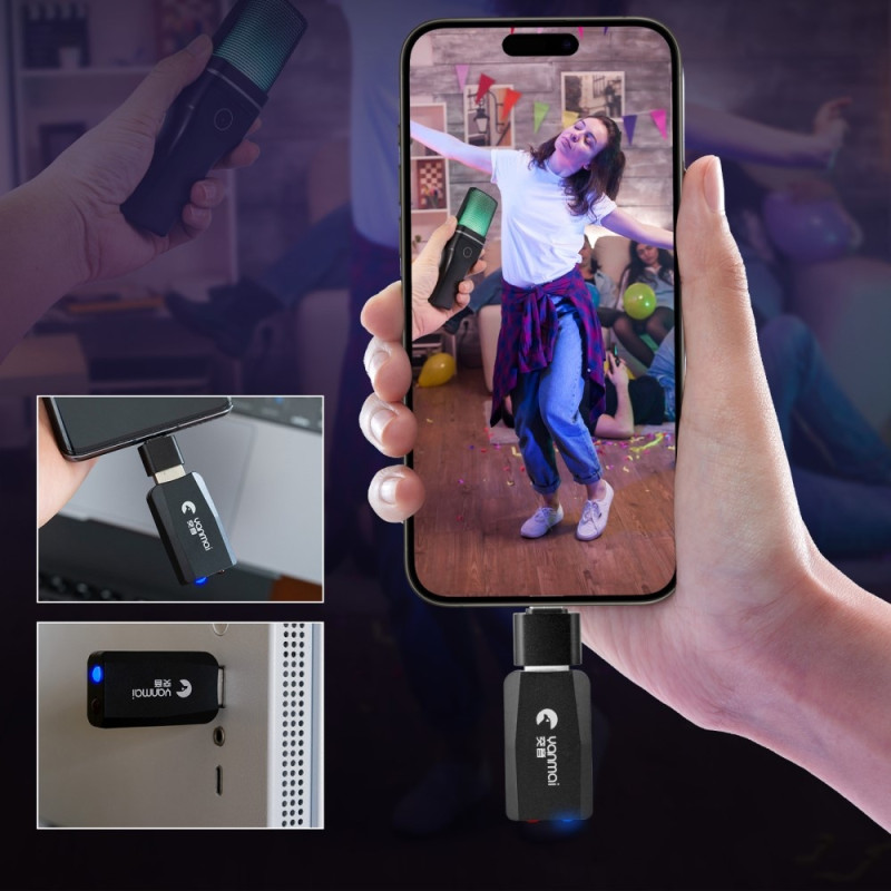 YANMAI Live Streaming Wireless RGB Microphone Gaming Game Online