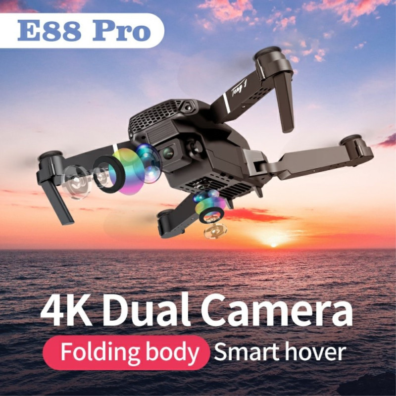 E88 Pro RC Drone med to kameraer dobbelt batterier