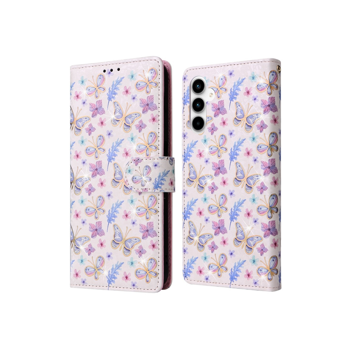 Samsung Galaxy A35 5G - nahkakotelo RFID - esto korttipaikoilla Puhelimen suojus - Butterfly Flower