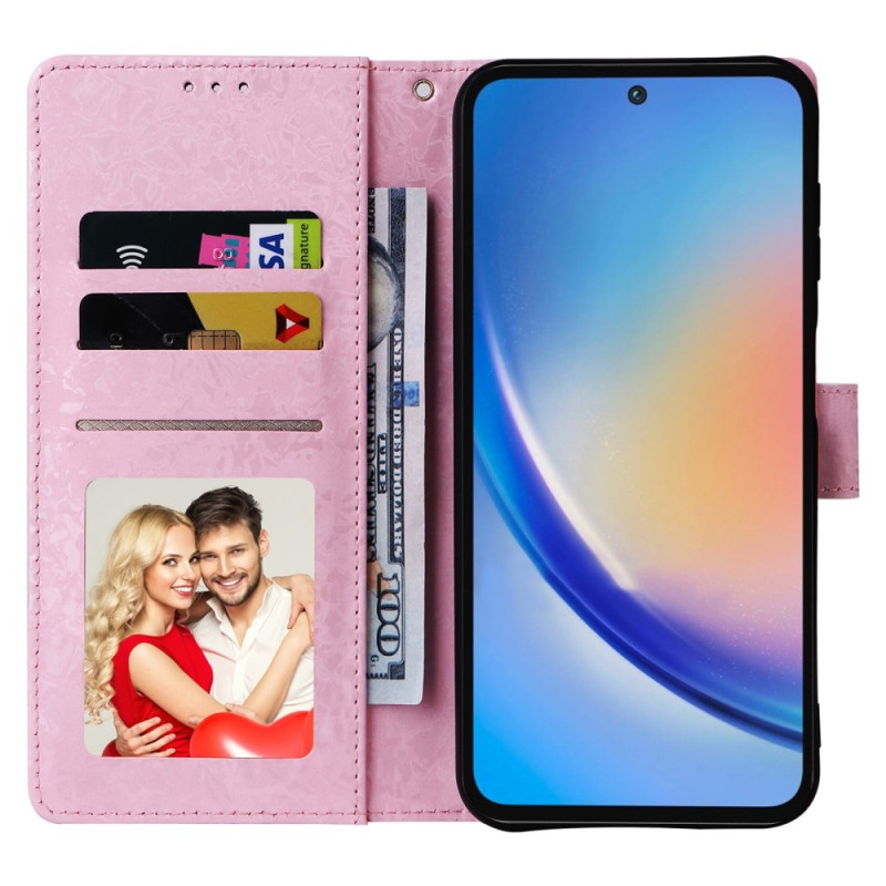 Samsung Galaxy A35 5G - nahkakotelo RFID - esto korttipaikoilla Puhelimen suojus - Butterfly Flower