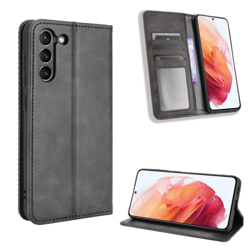 Pung Stand Flip Telefontaske til Samsung Galaxy S21 FE 5G - Sort