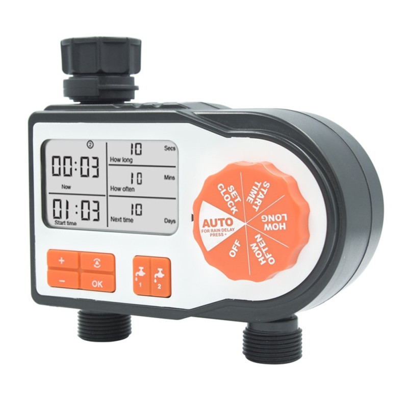 Dual channel irrigation timer automatic irrigation control