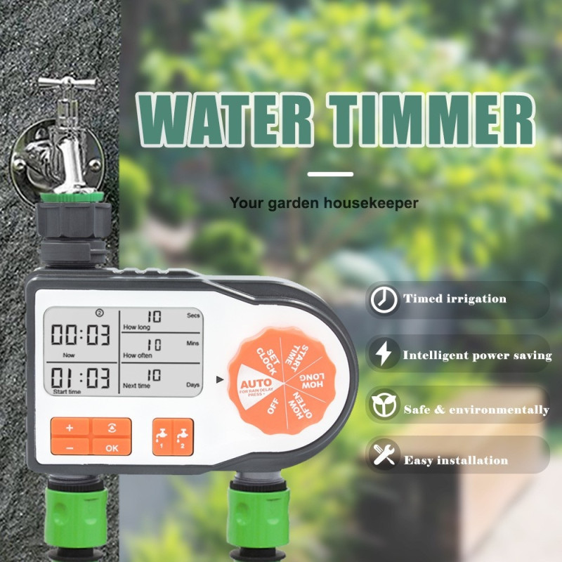 Dual channel irrigation timer automatic irrigation control