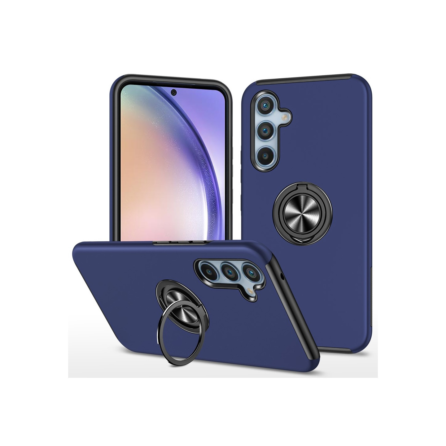 Til Samsung Galaxy A55 Hybrid Deksel Med Fingerring - Blå