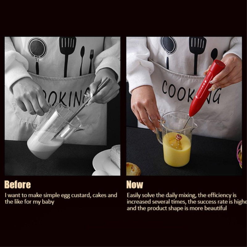 Automatisk mælkeskummager ægpisker genopladelig visp - sort