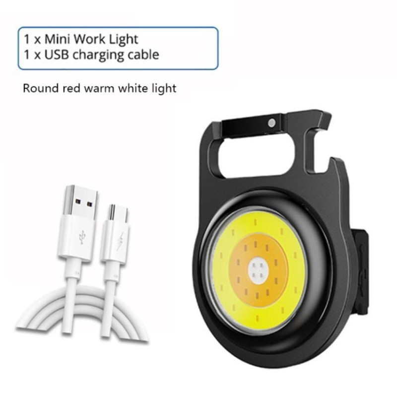 Keychain Flashlight Outdoor Kannettava Rechargeable Work Light Punainen+Yellow+White
