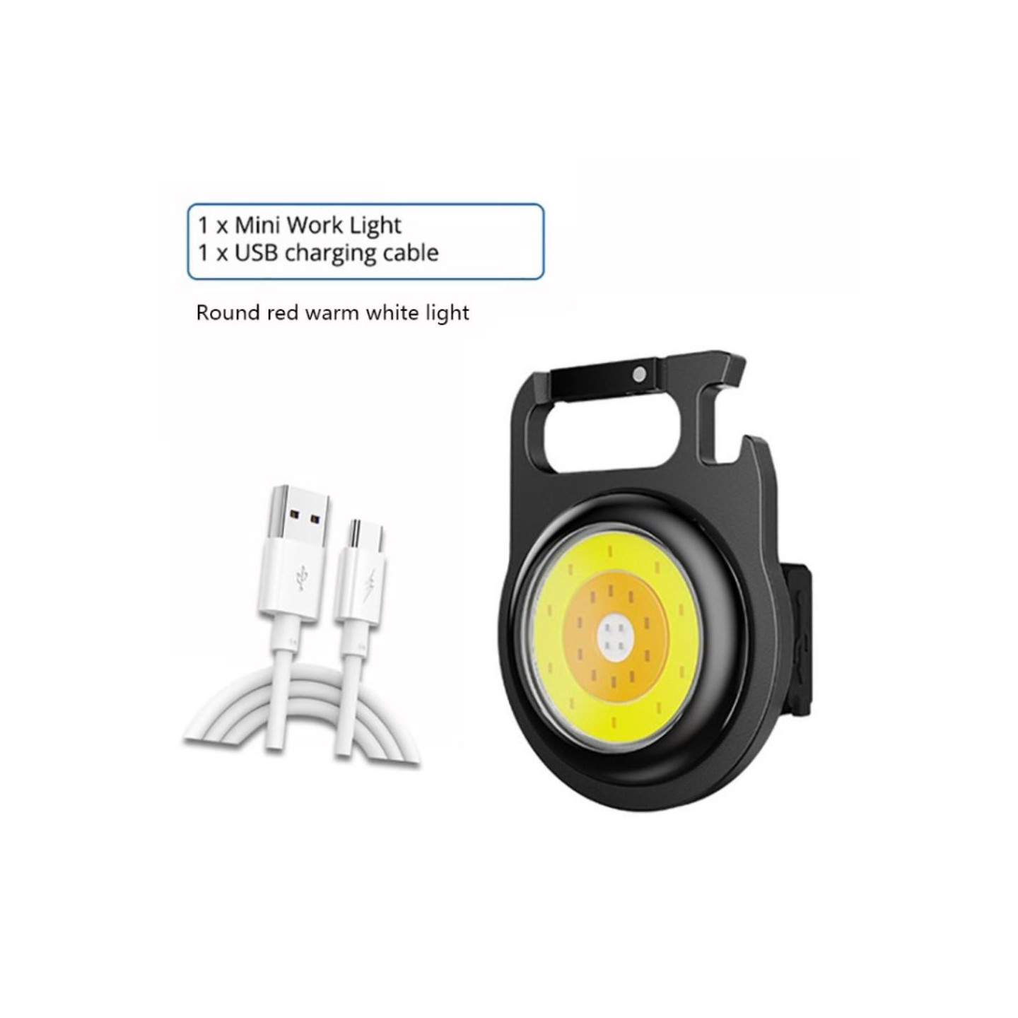 Keychain Flashlight Outdoor Kannettava Rechargeable Work Light Punainen+Yellow+White