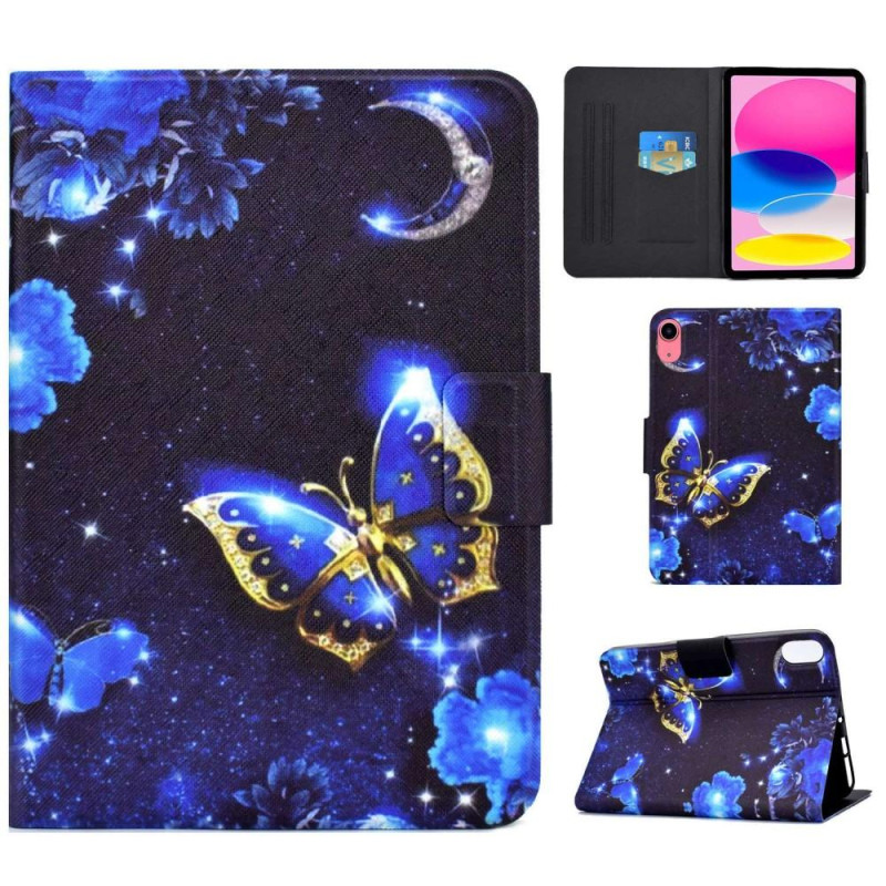 For iPad 10.9 (2022) Tablet Suojakuori Kansi Foldable Stand - Sininen Butterfly