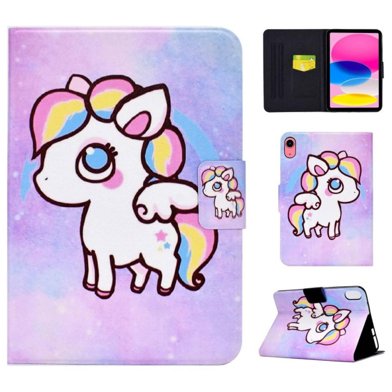 For iPad 10.9 (2022) Tablet Case Cover Foldable Stand - Colorful Pony