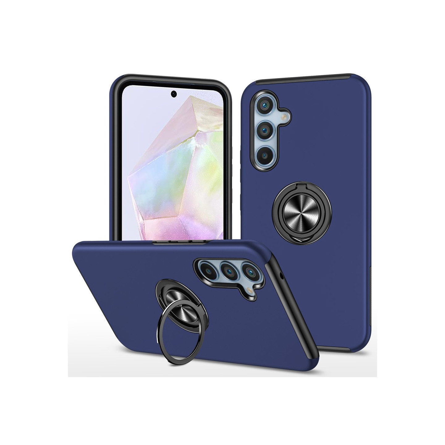 Samsung Galaxy A35 Hybrid Deksel Med Fingerring - Blå