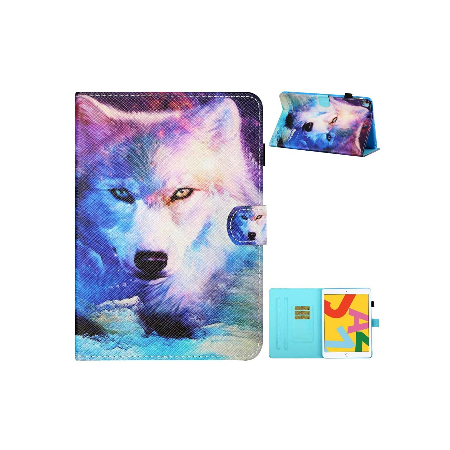 For iPad 10.2 (2021)/(2020)/(2019) Tablet Cover Stand Case - Wolf