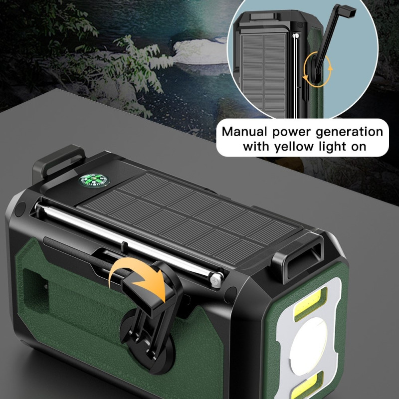 hand crank Radio 12000mAh Power Bank Battery flashlight Solar charging
